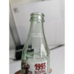 COCA COLA 1993 FLORIDA STATE SEMINOLES NCAA NATIONAL CHAMPS 8oz BOTTLE -Vintage